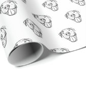 Pitbull Drawing Sing Dog Lovers Black White Geschenkpapier (Rolleneckpunkt)