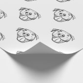 Pitbull Drawing Sing Dog Lovers Black White Geschenkpapier (Ecke)