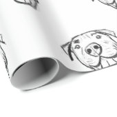 Pitbull Drawing Sing Dog Lovers Black White Geschenkpapier (Rolleneckpunkt)