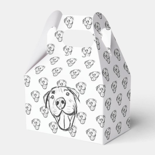Pitbull Drawing Sing Dog Lovers Black White Geschenkschachtel (Vorderseite)