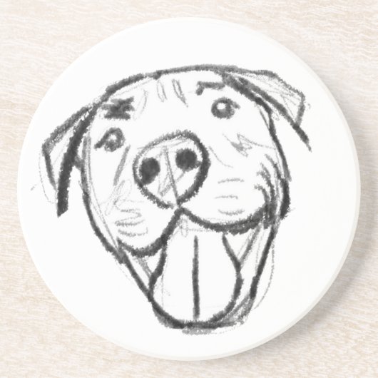 Pitbull Drawing Sing Dog Lovers Black White Getränkeuntersetzer (Vorne)