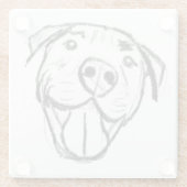 Pitbull Drawing Sing Dog Lovers Black White Glasuntersetzer (Rückseite)