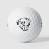 Pitbull Drawing Sing Dog Lovers Black White Golfball (Vorderseite)