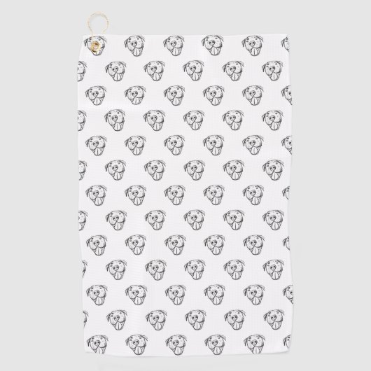 Pitbull Drawing Sing Dog Lovers Black White Golfhandtuch (Vorderseite)