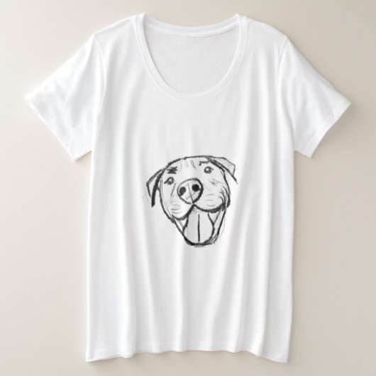 Pitbull Drawing Sing Dog Lovers Black White Große Größe T-Shirt (Design vorne)