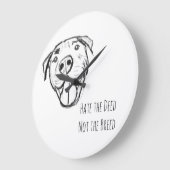 Pitbull Drawing Sing Dog Lovers Black White Große Wanduhr (Winkel)