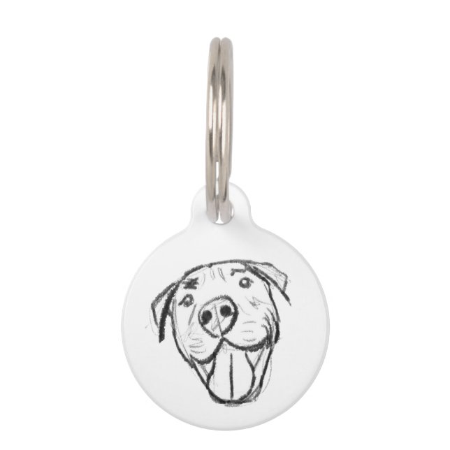 Pitbull Drawing Sing Dog Lovers Black White Haustiermarke (Vorderseite)