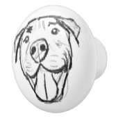 Pitbull Drawing Sing Dog Lovers Black White Keramikknauf (Rechts)