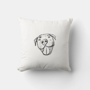 Pitbull Drawing Sing Dog Lovers Black White Kissen