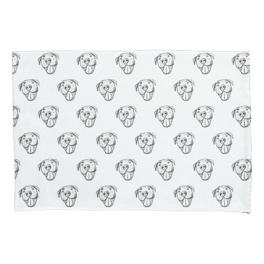 Pitbull Drawing Sing Dog Lovers Black White Kissenbezug (Vorderseite)