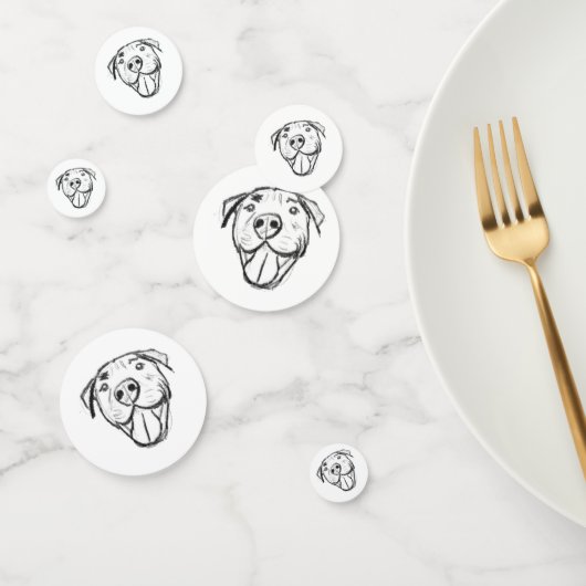 Pitbull Drawing Sing Dog Lovers Black White Konfetti (Gruppe)