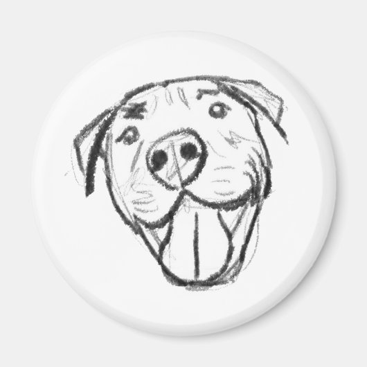 Pitbull Drawing Sing Dog Lovers Black White Magnet (Vorne)