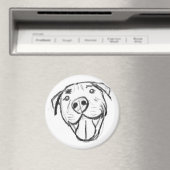 Pitbull Drawing Sing Dog Lovers Black White Magnet (In Situ (Geschirrspüler))