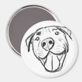 Pitbull Drawing Sing Dog Lovers Black White Magnet (Vorderseite/Rückseite)