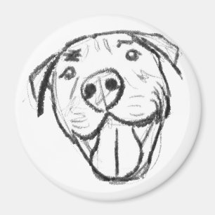 Pitbull Drawing Sing Dog Lovers Black White Magnet