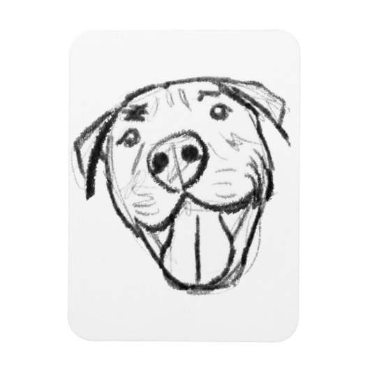 Pitbull Drawing Sing Dog Lovers Black White Magnet (Vertikal)