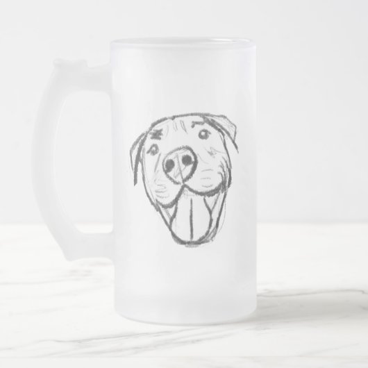 Pitbull Drawing Sing Dog Lovers Black White Mattglas Bierglas (Links)