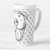 Pitbull Drawing Sing Dog Lovers Black White Milchtasse (Rechte Ecke)
