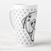 Pitbull Drawing Sing Dog Lovers Black White Milchtasse (Linke Ecke)