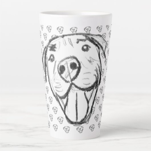 Pitbull Drawing Sing Dog Lovers Black White Milchtasse (Vorderseite)