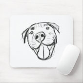 Pitbull Drawing Sing Dog Lovers Black White Mousepad (Mit Mouse)