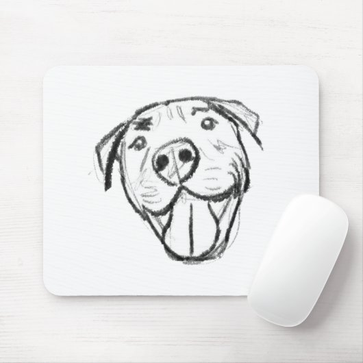 Pitbull Drawing Sing Dog Lovers Black White Mousepad (Mit Mouse)