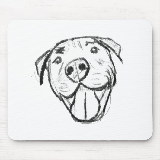 Pitbull Drawing Sing Dog Lovers Black White Mousepad (Vorne)