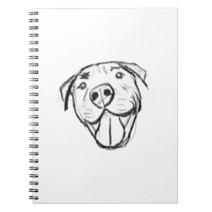 Pitbull Drawing Sing Dog Lovers Black White Notizblock