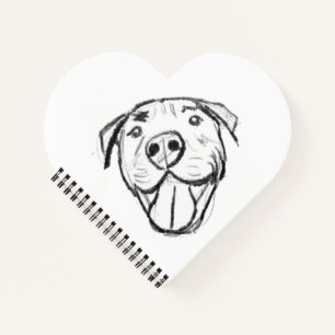 Pitbull Drawing Sing Dog Lovers Black White Notizblock