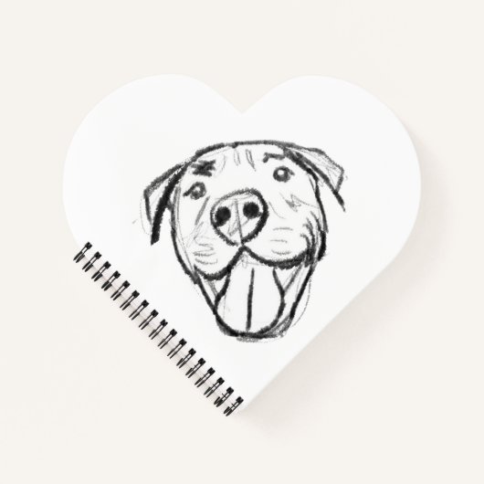 Pitbull Drawing Sing Dog Lovers Black White Notizblock (Vorderseite)