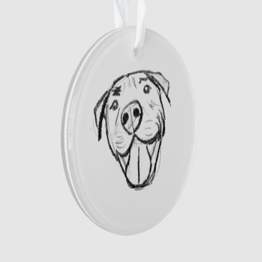 Pitbull Drawing Sing Dog Lovers Black White Ornament (Vorderseite)