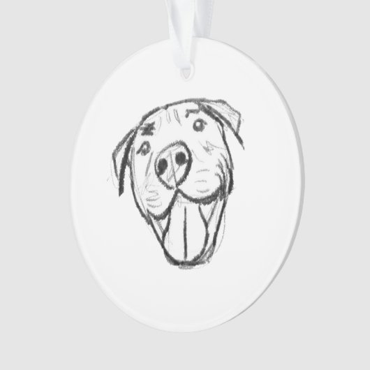 Pitbull Drawing Sing Dog Lovers Black White Ornament (Vorderseite)