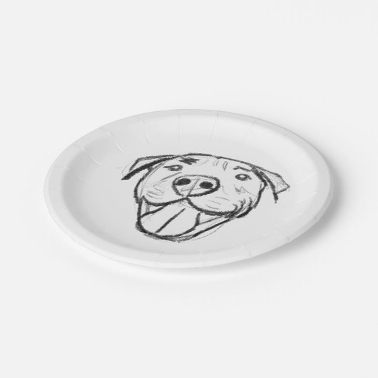 Pitbull Drawing Sing Dog Lovers Black White Pappteller (Schrägansicht)