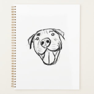 Pitbull Drawing Sing Dog Lovers Black White Planer