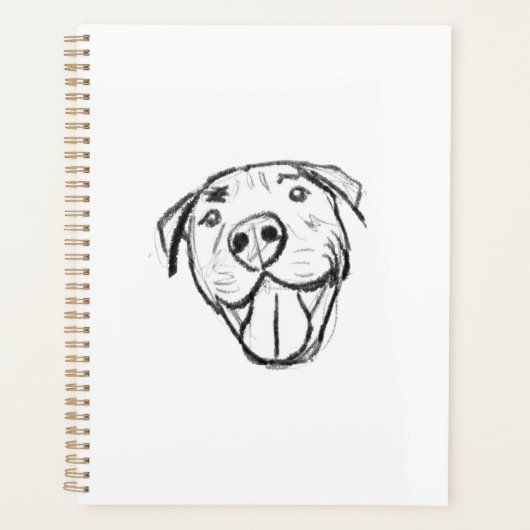 Pitbull Drawing Sing Dog Lovers Black White Planer (Vorderseite)