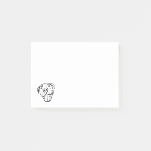Pitbull Drawing Sing Dog Lovers Black White Post-it Klebezettel (Vorderseite)
