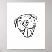 Pitbull Drawing Sing Dog Lovers Black White Poster (Vorne)