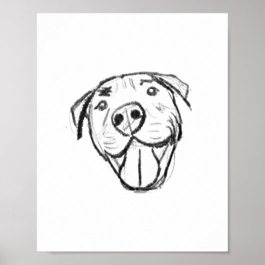 Pitbull Drawing Sing Dog Lovers Black White Poster (Vorne)