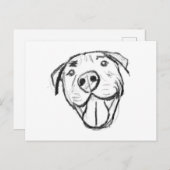 Pitbull Drawing Sing Dog Lovers Black White Postkarte (Vorne/Hinten)