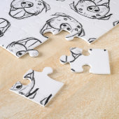 Pitbull Drawing Sing Dog Lovers Black White Puzzle (Seite)