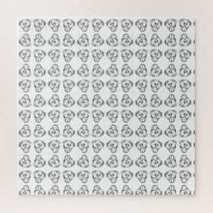 Pitbull Drawing Sing Dog Lovers Black White Puzzle
