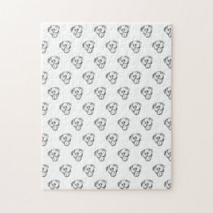 Pitbull Drawing Sing Dog Lovers Black White Puzzle