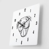 Pitbull Drawing Sing Dog Lovers Black White Quadratische Wanduhr (Winkel)