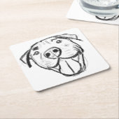 Pitbull Drawing Sing Dog Lovers Black White Rechteckiger Pappuntersetzer (angewinkelt)