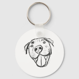 Pitbull Drawing Sing Dog Lovers Black White Schlüsselanhänger