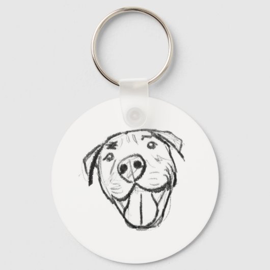 Pitbull Drawing Sing Dog Lovers Black White Schlüsselanhänger (Vorderseite)
