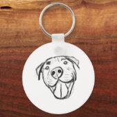 Pitbull Drawing Sing Dog Lovers Black White Schlüsselanhänger (Vorderseite)