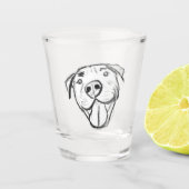 Pitbull Drawing Sing Dog Lovers Black White Schnapsglas (Vorderseite)