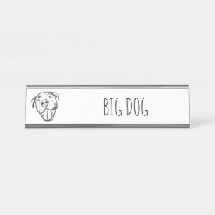 Pitbull Drawing Sing Dog Lovers Black White Schreibtischnamensplakette