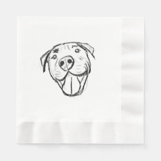 Pitbull Drawing Sing Dog Lovers Black White Serviette (Vorderseite)
